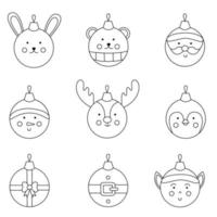 Collection of black and white vector Christmas balls.