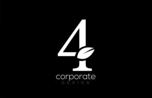 black and white number 4 four leaf logo icon design for company and business vector