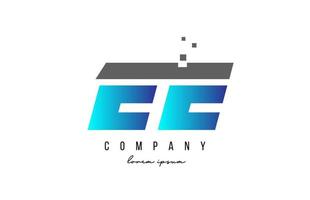 EE E E alphabet letter logo combination in blue and grey color. Creative icon design for company and business vector