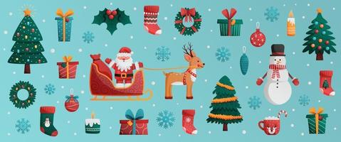 Christmas set, New Year holiday decoration elements vector