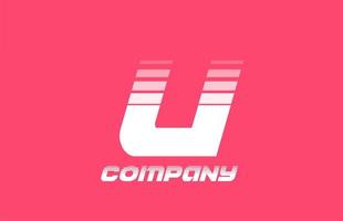 U pink white alphabet letter logo icon for business and company with line design vector
