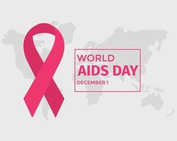 World Aids Day Ribbon With World Map vector