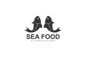 seafood logo template design vector icon illustration