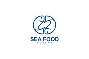 seafood logo template design vector icon illustration