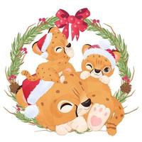 Cute cheetah mom and baby for christmas decoration