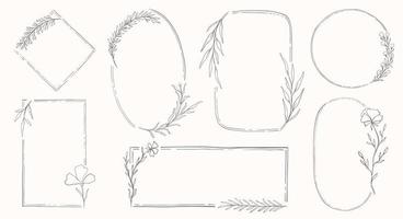 Plant nature frame set. Decor botanical element.Elegante vintage style. vector