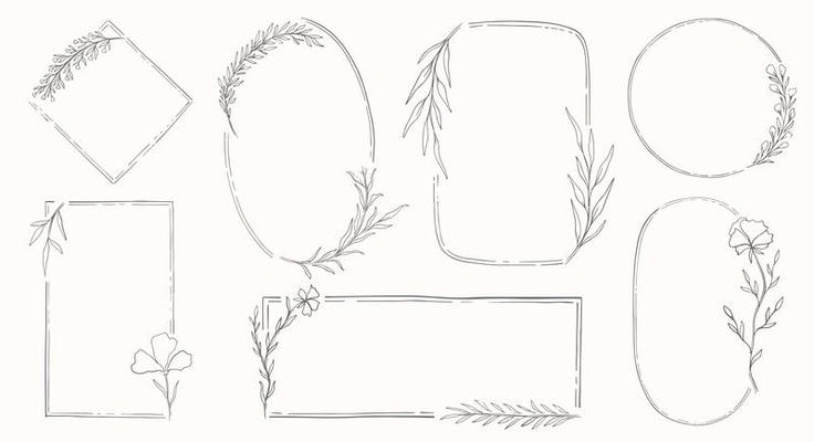Plant nature frame set. Decor botanical element.Elegante vintage style.