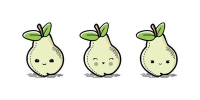 Cute pear character collection Free Vector