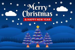 Merry Christmas and Happy New Year greeting, Banner template with Christmas tree vector