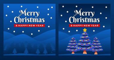 Merry Christmas and Happy New Year greeting, Banner template with Christmas tree vector