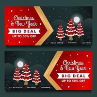 Christmas and new year mega sale banner with night background template vector