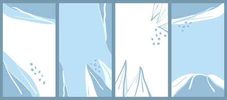 Stories templates. Winter abstract backgrounds for blog or social media covers. Flat vector illustration