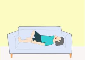 The boy taking a nap on the sofa vector