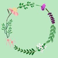 Quote background with cute twig decorative flowers. Cartoon flat illustration. Flat vector