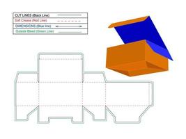 plantilla de línea de dieline y caja de vector de caja de bloqueo inferior a presión superior