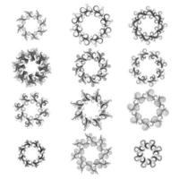 Curly floral frame set isolated on white. vector