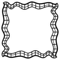 Square abstract doodle frame. Checkered. Waving linear banner. Retro border. vector