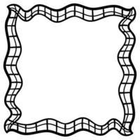 Square abstract doodle frame. Checkered. Waving linear banner. Retro border. vector