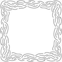 Abstract doodle curly thin line frame isolated on white background. vector