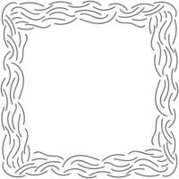 Abstract doodle curly thin line frame isolated on white background. vector