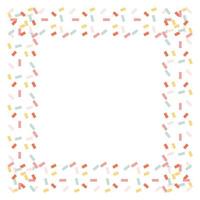 Multicolored confetti frame isolated on white background. vector
