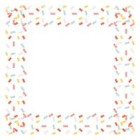 Multicolored confetti frame isolated on white background. vector