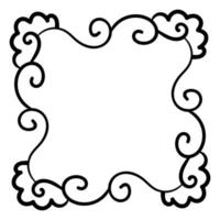 Abstract doodle curly thin line frame isolated on white background. vector