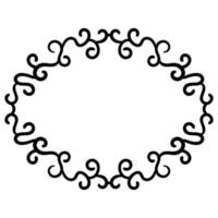 Outline curly frame. Ornamental round doodle element isolated on white background. vector