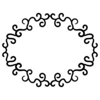 Outline curly frame. Ornamental round doodle element isolated on white background. vector