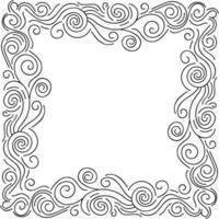 Abstract doodle curly thin line frame isolated on white background. vector