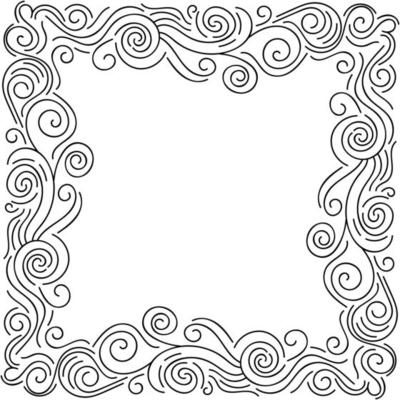Abstract doodle curly thin line frame isolated on white background.