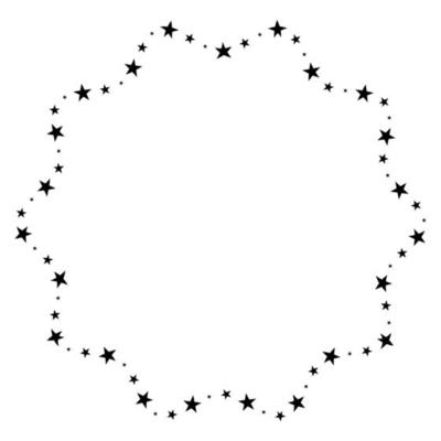 Screen printing pattern with stars. Radiant frame. Circular pattern. Pop art round halftone frame isolated on white. Star print.