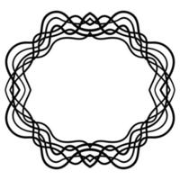 Abstract doodle curly thin line frame isolated on white background. vector