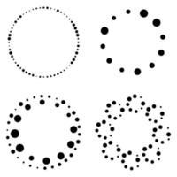 Set of abstract halftone black dotted round frames isolated on white background. vector
