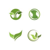 Logos of green Tree leaf ecology vector