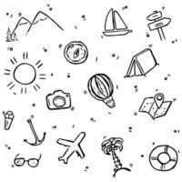 vector illustration on white isolated background with icons on the theme of vacation and travel