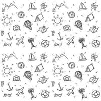 vector pattern on white isolated background with icons on the theme of vacation and travel