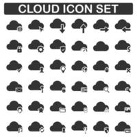 conjunto de iconos de nube diseño de concepto serie negra vector