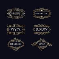 Vintage labels art deco luxury banners antique restaurant graphic elements logo framed vector