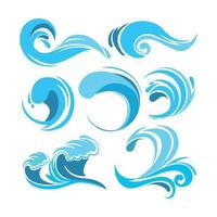 Water splashes ocean waves graphic symbols logo wave water sea swirl collection nature water wave illustration vector