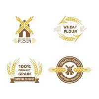 Wheat grain logo flour farm food breakfast shop harvesting wheat traditional products vector