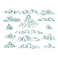 Wild mountains freedom concept collection climbing set rocks hand drawn illustrations