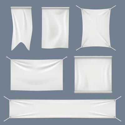 White textile flags set