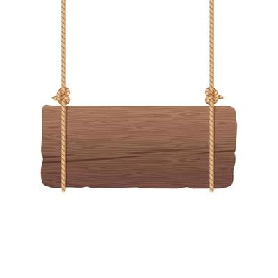 Wooden singboard hanging ropes