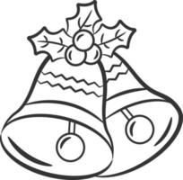 Christmas bell sketch for coloring vector