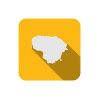 Map of Lithuania on yellow square with long shadow vector