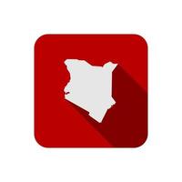 Map of Kenya on red square with long shadow vector