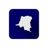 Map of Kinshasa on Blue square with long shadow vector