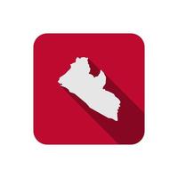 Map of Liberia on red square with long shadow vector
