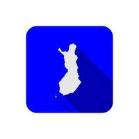 Map of Finland. Silhouette isolated on Blue square with long shadow vector